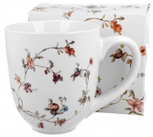 Porcelanowy kubek XXL Safa 1000 ml z delikatnym wzorem roślinnym.