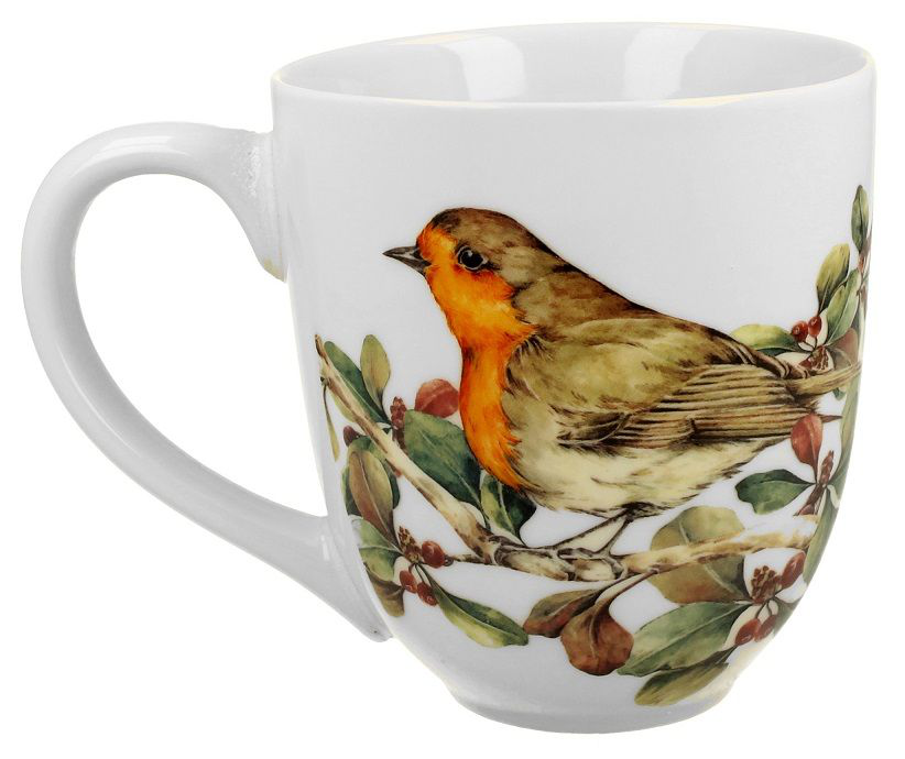 Porcelanowy kubek XXL Rudziki 1000 ml z drugim widokiem rudego ptaka.