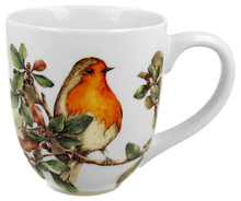 Kubek porcelanowy XXL Rudziki 1000 ml z ilustracją ptaka na gałęzi.