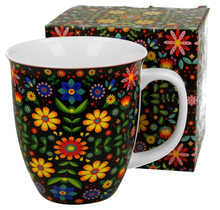 Komplet kubek porcelanowy Merida Black 650 ml z ozdobnym pudełkiem prezentowym.