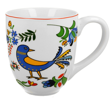 Kubek porcelanowy XXL Ptaszek Kaszubski 1000 ml – ujęcie z boku, widoczne detale zdobienia.