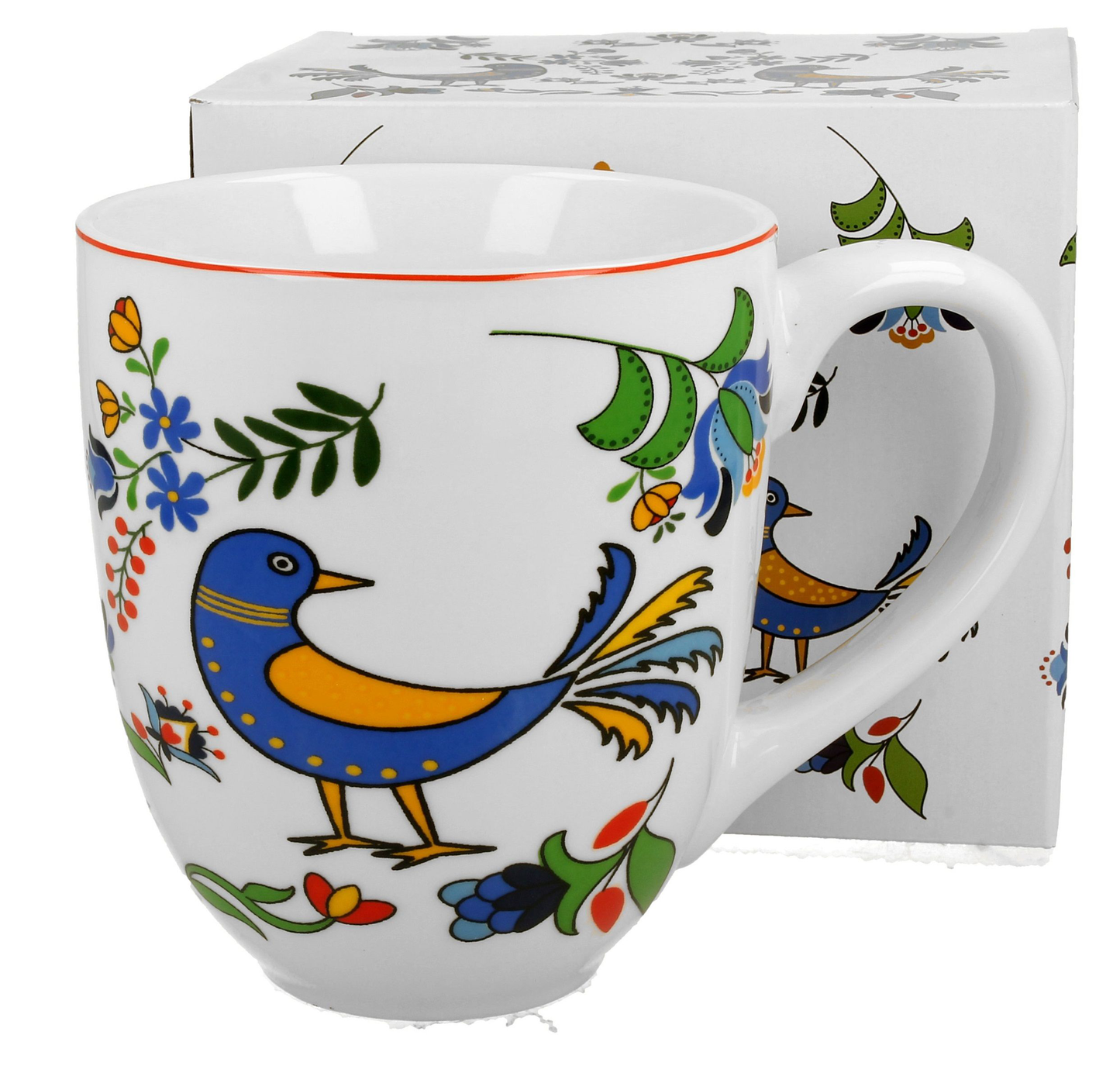 Kubek porcelanowy XXL Ptaszek Kaszubski 1000 ml – kubek w zestawie z ozdobnym pudełkiem w dopasowanym motywie.