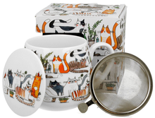 Kubek porcelanowy Koci Świat Leniwe koty z pokrywką