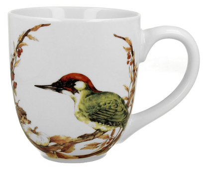 Kubek porcelanowy XXL Malowany Dzięcioł 1000 ml z motywem jesiennym.