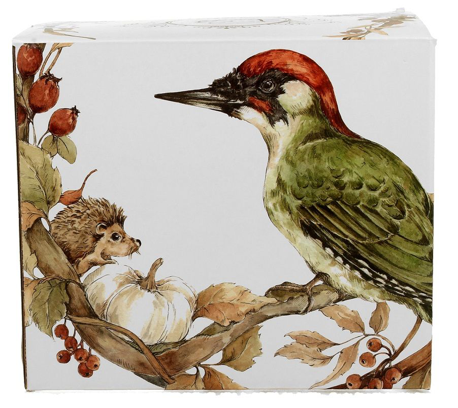 Pudełko ozdobne do kubka porcelanowego XXL Malowany Dzięcioł 1000 ml.