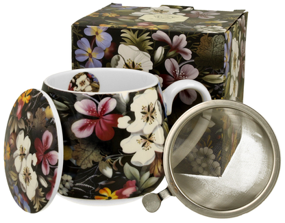 Zestaw kubek porcelanowy baryłka z zaparzaczem, pokrywką i pudełkiem Kilburn Black