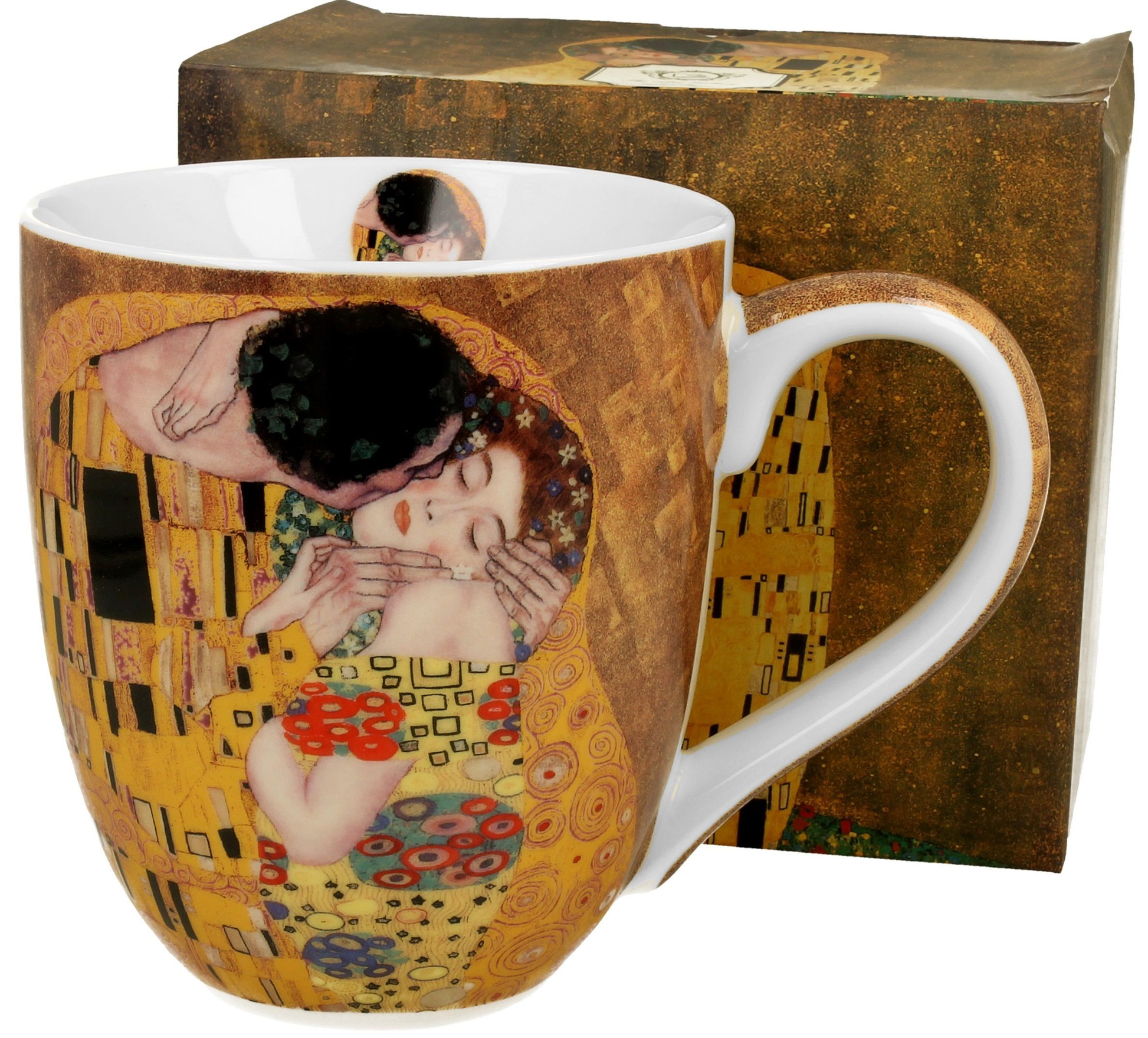 Duży kubek porcelanowy 1000 ml The Kiss Classic z pudełkiem prezentowym.