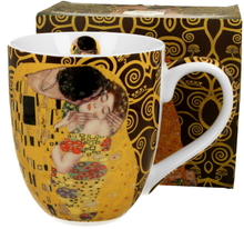 Duży kubek porcelanowy 1000 ml The Kiss Brown z pudełkiem prezentowym.