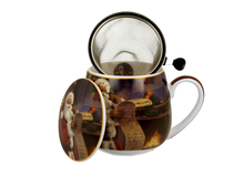 Kubek porcelanowy baryłka Santa Letter z metalowym zaparzaczem.