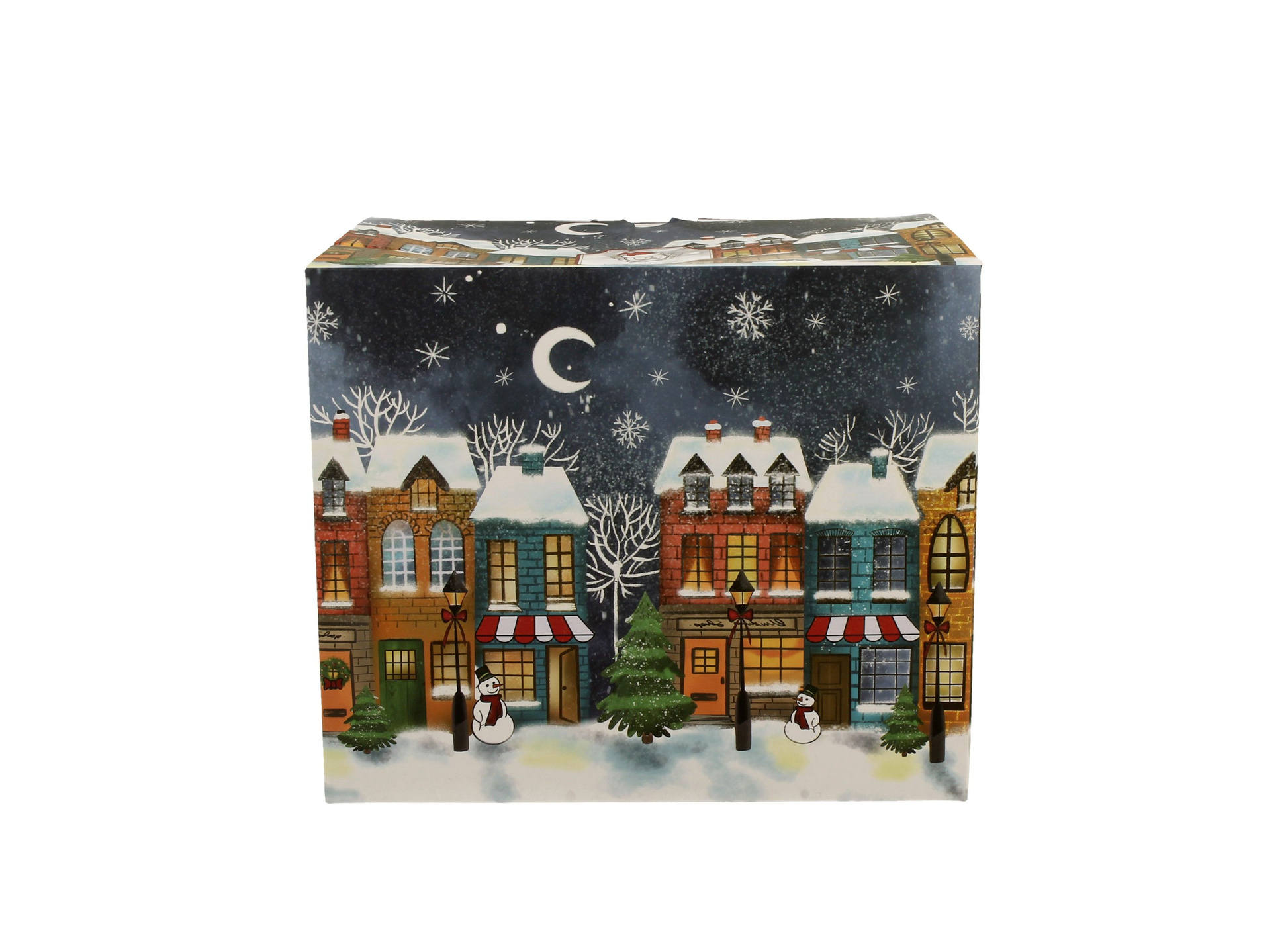 Ozdobne pudełko prezentowe z motywem zimowego miasteczka do kubka porcelanowego Christmas City.