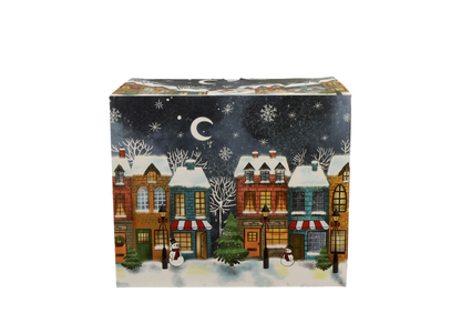 Ozdobne pudełko prezentowe z motywem zimowego miasteczka do kubka porcelanowego Christmas City.