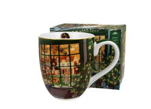 Kubek porcelanowy XXL Christmas Shop Window z zimowym wzorem i pudełkiem w dopasowanym świątecznym stylu.
