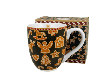 Zestaw kubek porcelanowy XXL Gingerbread Navy 1000 ml z dekoracyjnym pudełkiem – idealny prezent świąteczny.