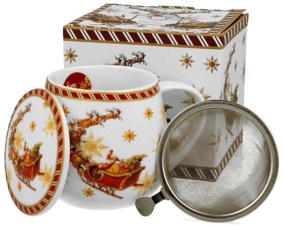 Zestaw kubek Santa on Sleigh z zaparzaczem, pokrywką i pudełkiem