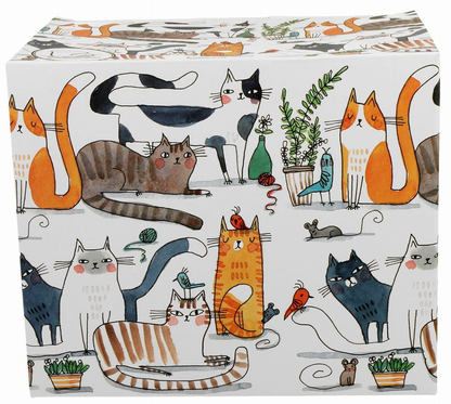 Ozdobne pudełko z motywem leniwych kotów pasujące do kubka porcelanowego XXL 1000 ml.