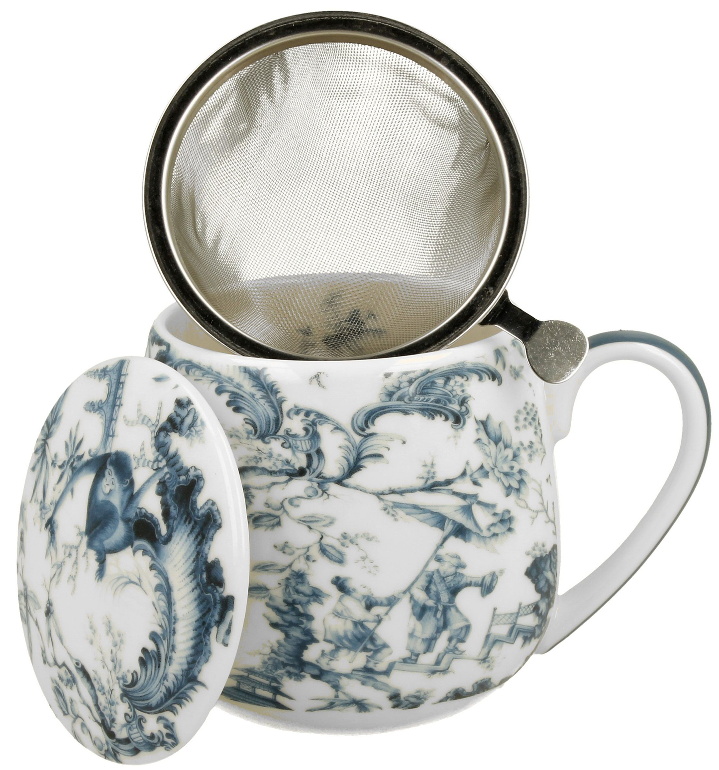 Kubek Orient Blue baryłka z sitkiem do zaparzania herbaty.