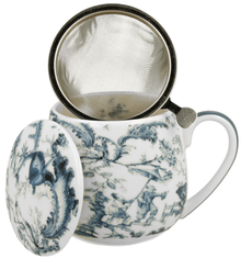 Kubek Orient Blue baryłka z sitkiem do zaparzania herbaty.