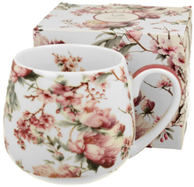 Kubek porcelanowy baryłka Noemi White 430 ml z dopasowanym pudełkiem kwiatowym.