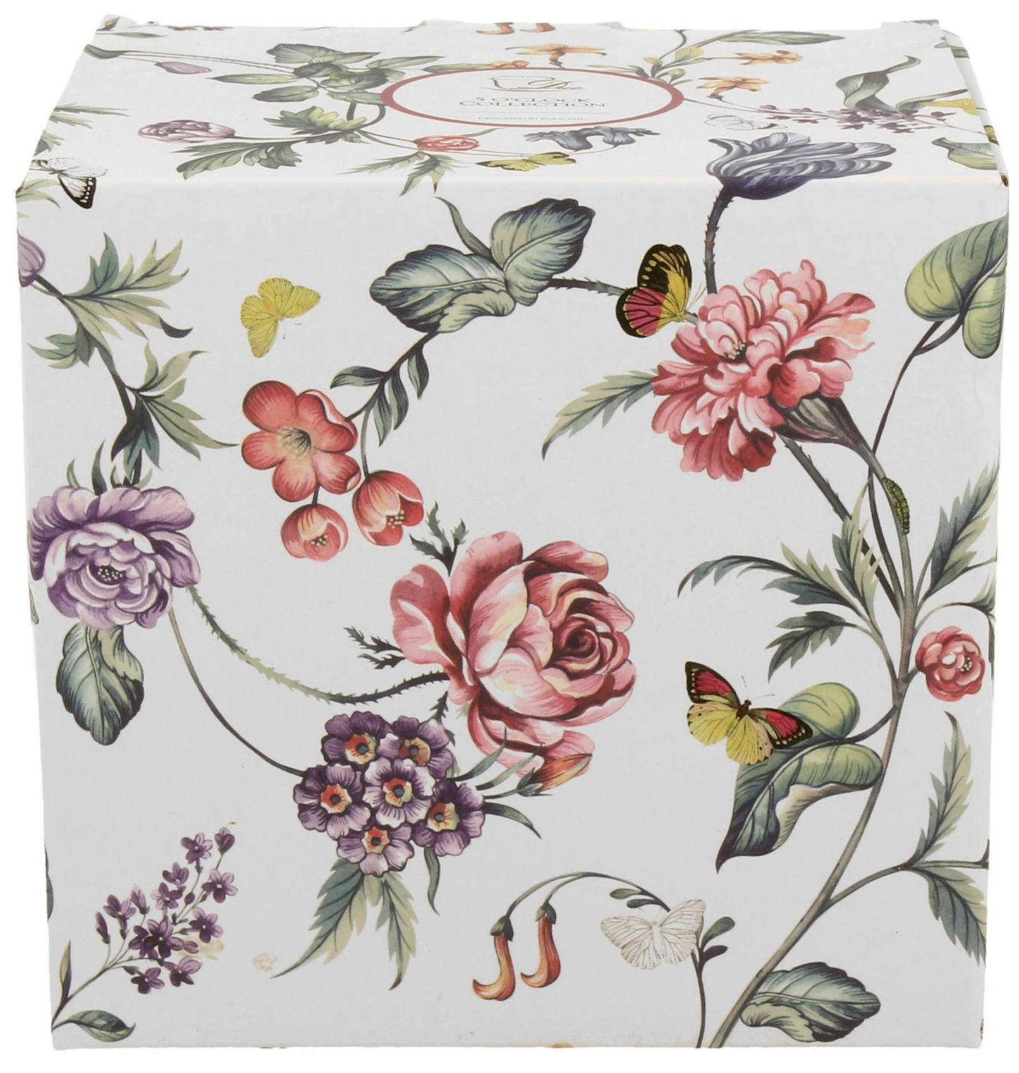 Ozdobne pudełko z kwiatowym motywem do kubka porcelanowego baryłka Milagros.