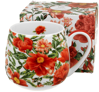 Kubek porcelanowy baryłka Felicity 430 ml z dopasowanym pudełkiem w kwiatowy wzór.