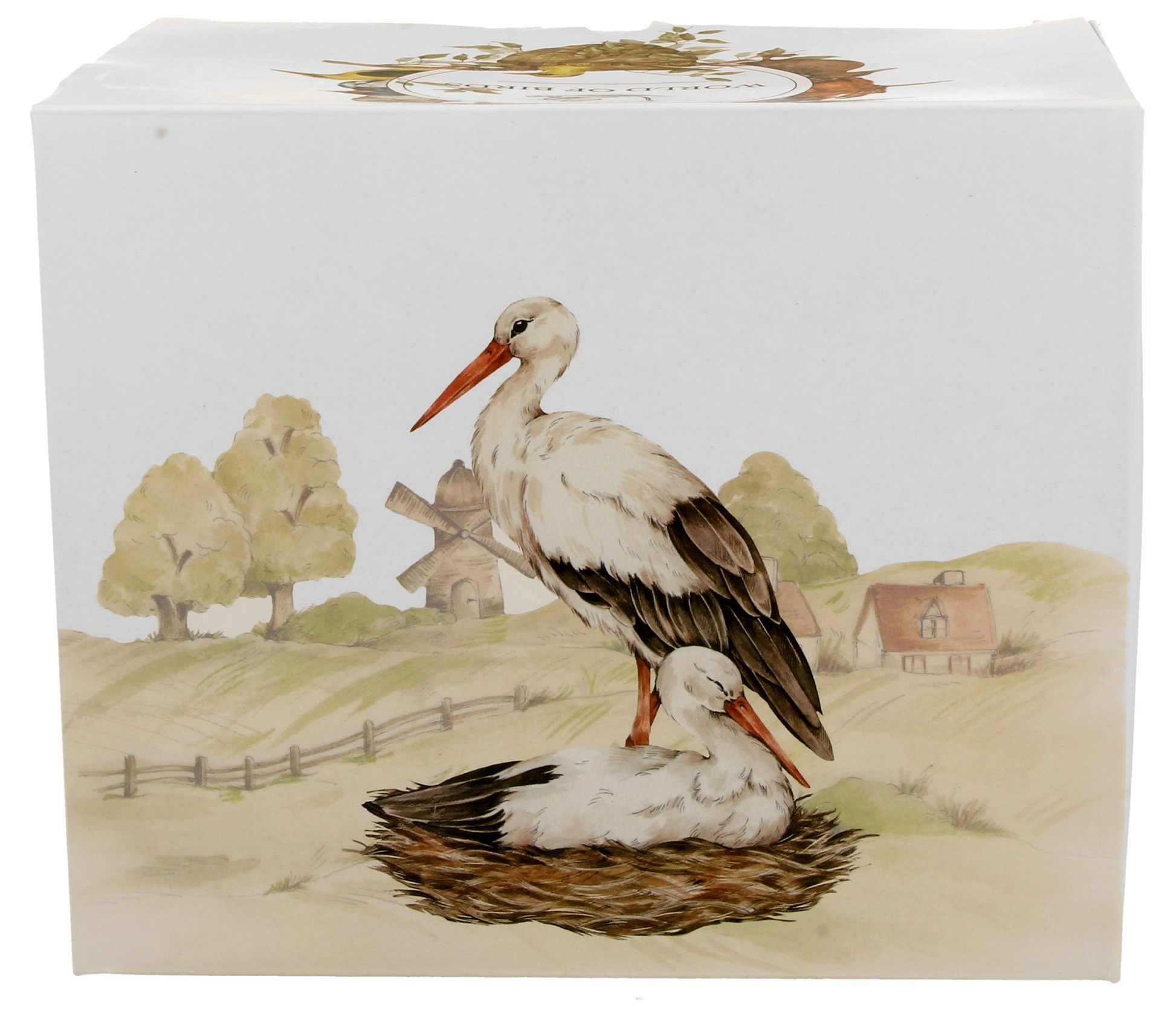 Kubek porcelanowy Bociany 1000 ml z ilustracją ptaków – widok z przodu