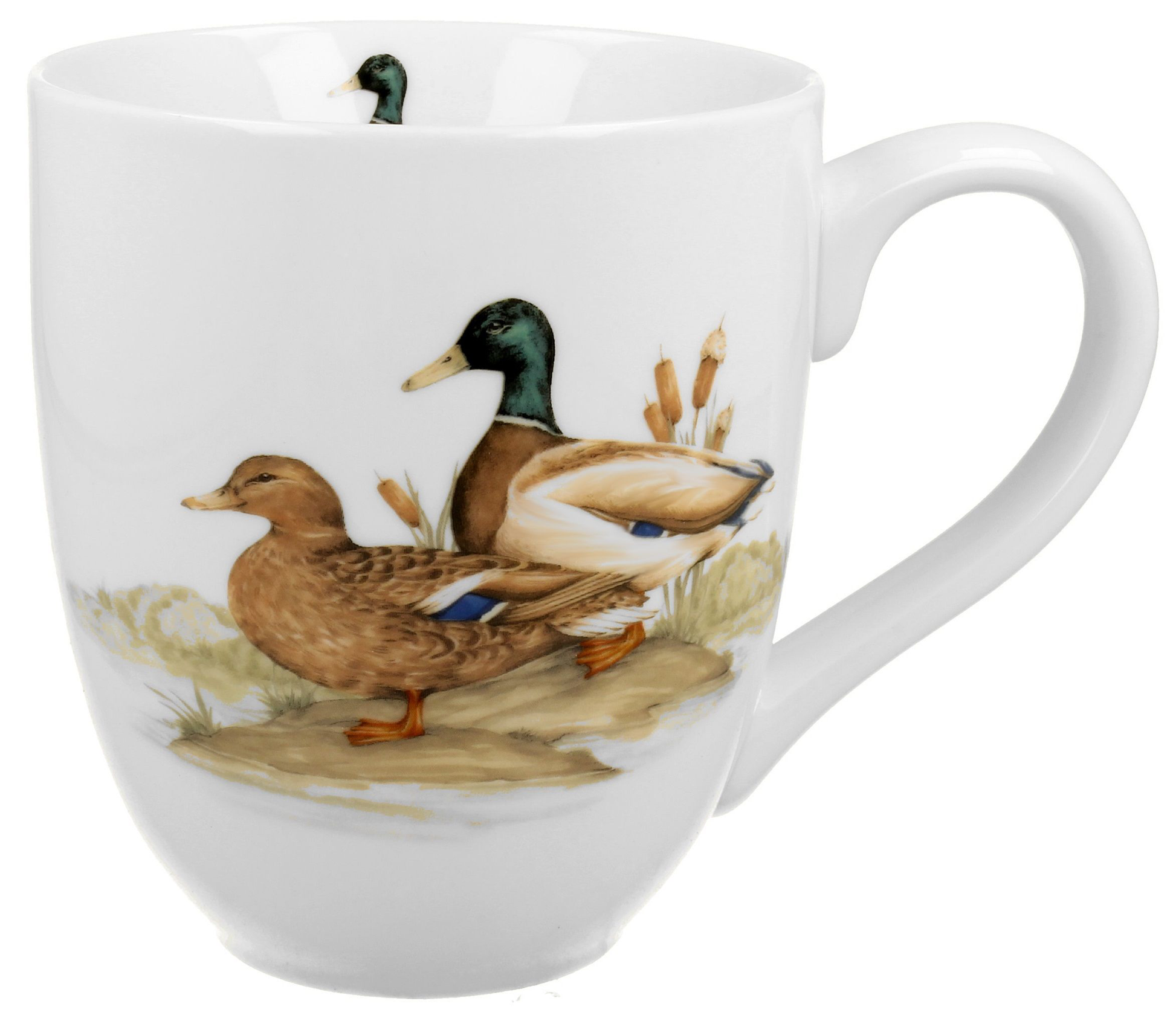 Porcelanowy kubek Kaczki 1000 ml – ujęcie z boku z widocznym uchwytem.