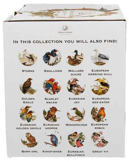Pudełko kolekcji World of Birds z wizerunkami różnych gatunków ptaków, w tym orła.