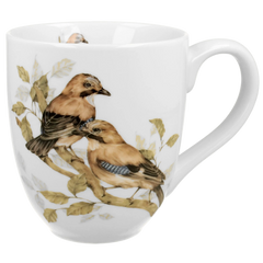 Porcelanowy kubek XXL Sójki Zwyczajne 1000 ml z motywem ptaków.