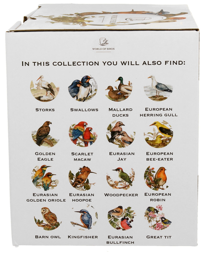 Pudełko prezentowe z kolekcji World of Birds przedstawiające różne gatunki ptaków.