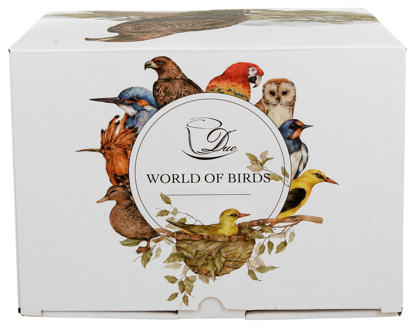 Ozdobne pudełko z logo Duo i motywami ptaków z serii World of Birds.