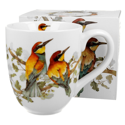 Kubek porcelanowy XXL Żołny 1000 ml wraz z ozdobnym pudełkiem w tym samym wzorze.