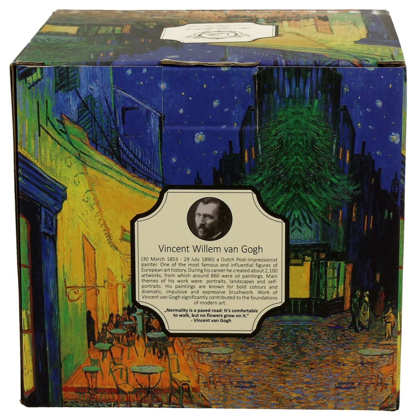 Pudełko ozdobne z reprodukcją obrazu Vincenta van Gogha Taras kawiarni w nocy.