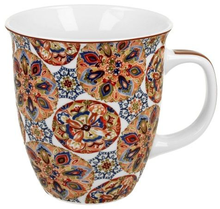 Kubek porcelanowy Ganika Red 650 ml z czerwono-niebieskim ornamentem.