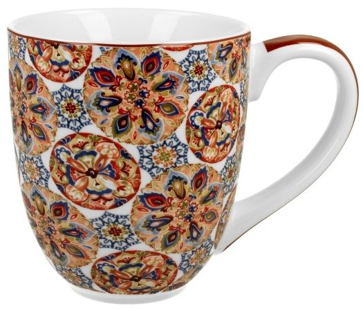Duży porcelanowy kubek 1000 ml Ganika Red z czerwonym tłem i bogatym orientalnym motywem.