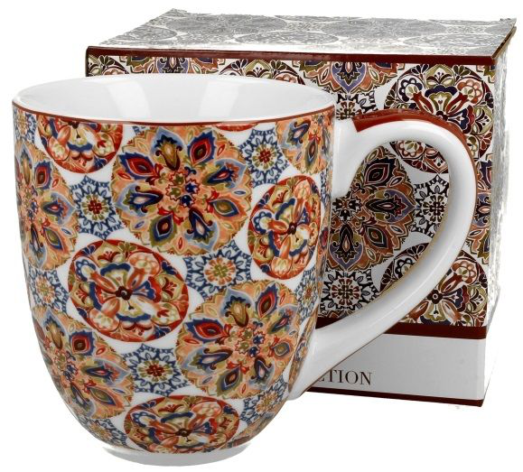 Kubek porcelanowy XXL Ganika Red 1000 ml zaprezentowany z dopasowanym pudełkiem prezentowym.