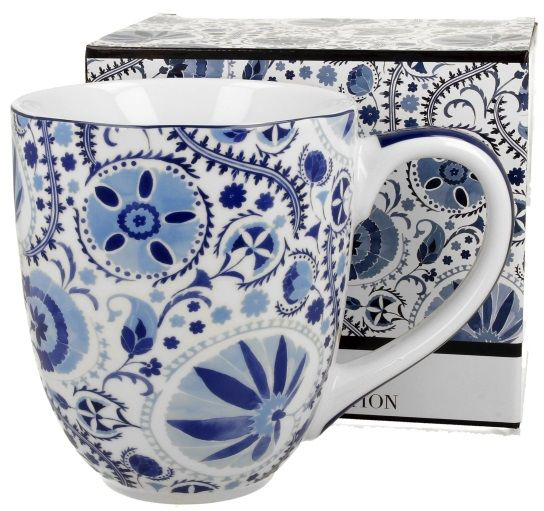 Duży kubek porcelanowy Naresh Blue z pudełkiem prezentowym.