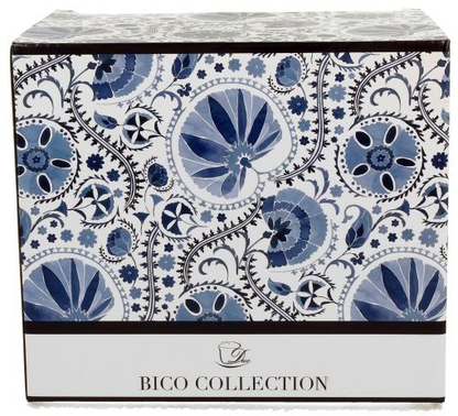 Ozdobne pudełko z niebieskim wzorem inspirowanym klasyczną ceramiką.