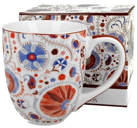 Duży kubek porcelanowy Naresh Red 1000 ml z ozdobnym pudełkiem prezentowym.