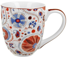Kubek porcelanowy XXL Naresh Red 1000 ml z czerwono-niebieskim wzorem.