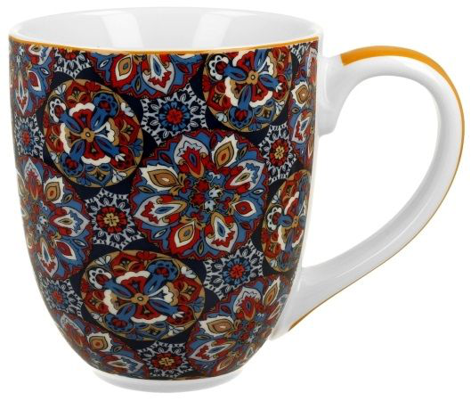 Porcelanowy kubek XXL Ranak Blue 1000 ml z orientalnym geometrycznym motywem.