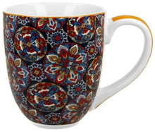 Porcelanowy kubek XXL Ranak Blue 1000 ml z orientalnym geometrycznym motywem.