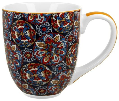Porcelanowy kubek XXL Ranak Blue 1000 ml z orientalnym geometrycznym motywem.