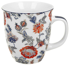 Porcelanowy kubek Sahat White 650 ml z orientalnym wzorem kwiatowym.