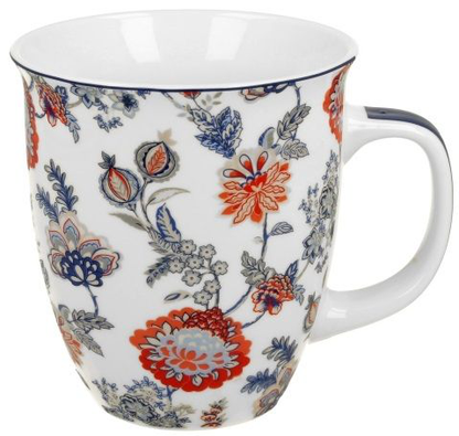 Porcelanowy kubek Sahat White 650 ml z orientalnym wzorem kwiatowym.