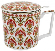 Kubek porcelanowy Carnatio z pokrywką, wzór geometryczno-kwiatowy