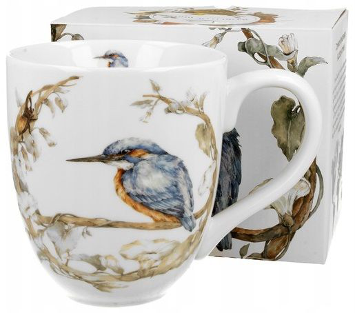 Kubek porcelanowy XXL 1000 ml z ilustracją zimorodka i ozdobnym pudełkiem z serii World of Birds.