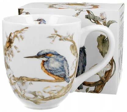 Kubek porcelanowy XXL 1000 ml z ilustracją zimorodka i ozdobnym pudełkiem z serii World of Birds.