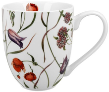 Kubek porcelanowy Flower Meadow 1000 ml z botanicznym wzorem kwiatów i jagód.