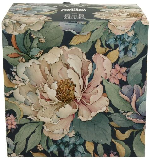 Ozdobne pudełko prezentowe do kubka porcelanowego Peony Blue z motywem kwiatów.