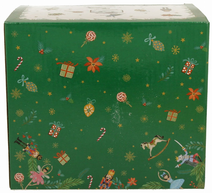 Zielone ozdobne pudełko porcelanowego kubka XXL Christmas Spirit z motywem świątecznym.